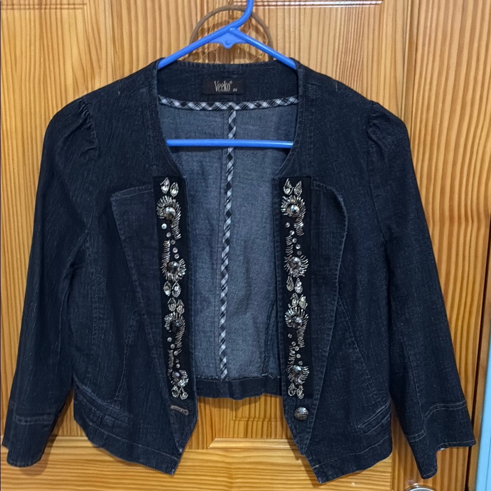 Thanksgiving sales🎉Embellished Black Denim Jacket$18